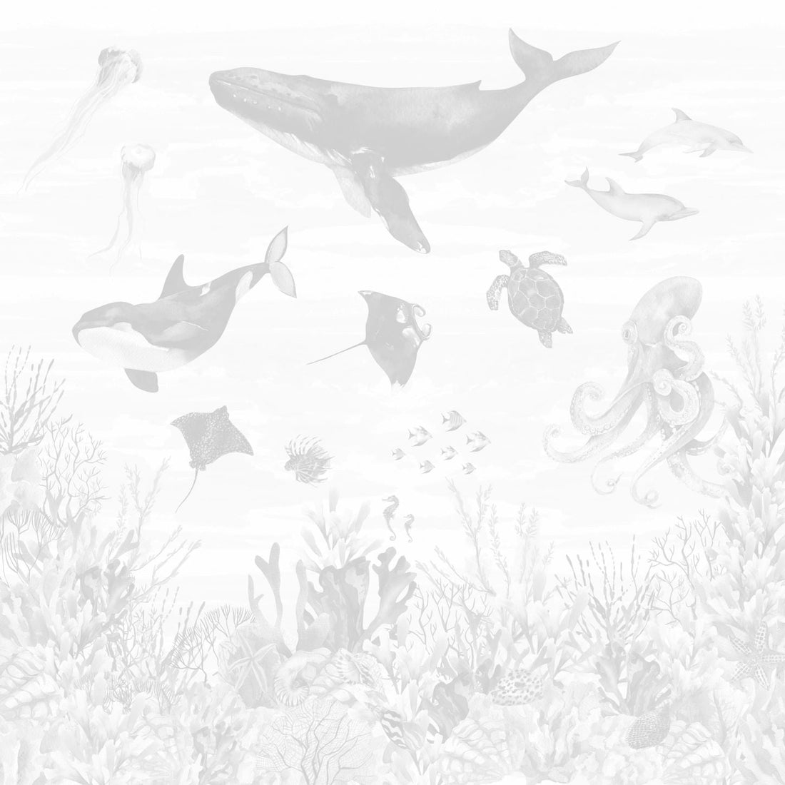 Monochrome Ocean Magic Wallpaper | Sample - Munks and Me Wallpaper