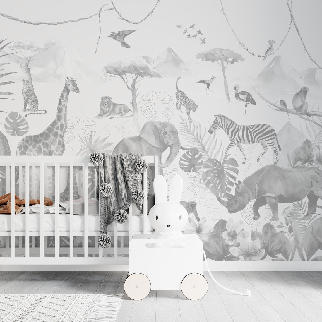 Monochrome Paradise Jungle Wallpaper | Sample - Munks and Me Wallpaper