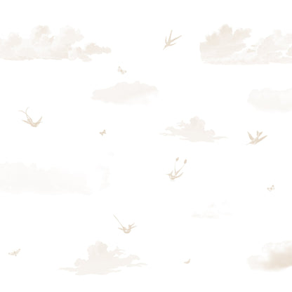 Munks + Me X Olivia Bowen Wallpaper - Clouds &amp; Birds | Sample - Munks and Me Wallpaper