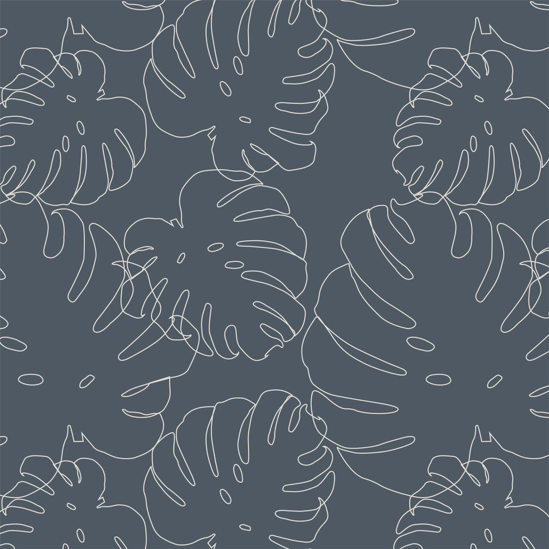 Navy Elle Monstera Leaf Wallpaper | Sample - Munks and Me Wallpaper