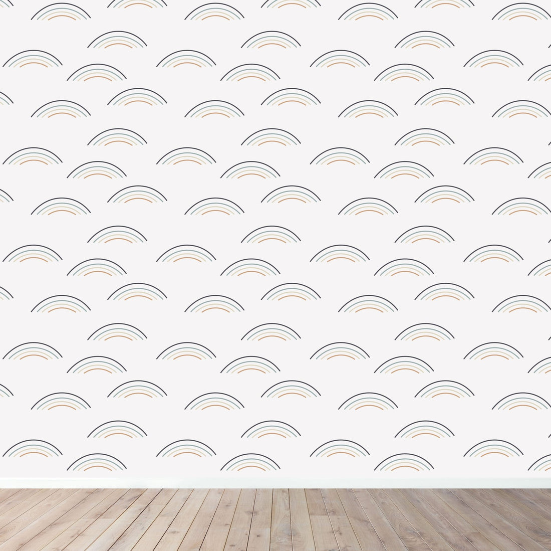 Navy Rainbow Wave Wallpaper | Sample - Munks and Me Wallpaper