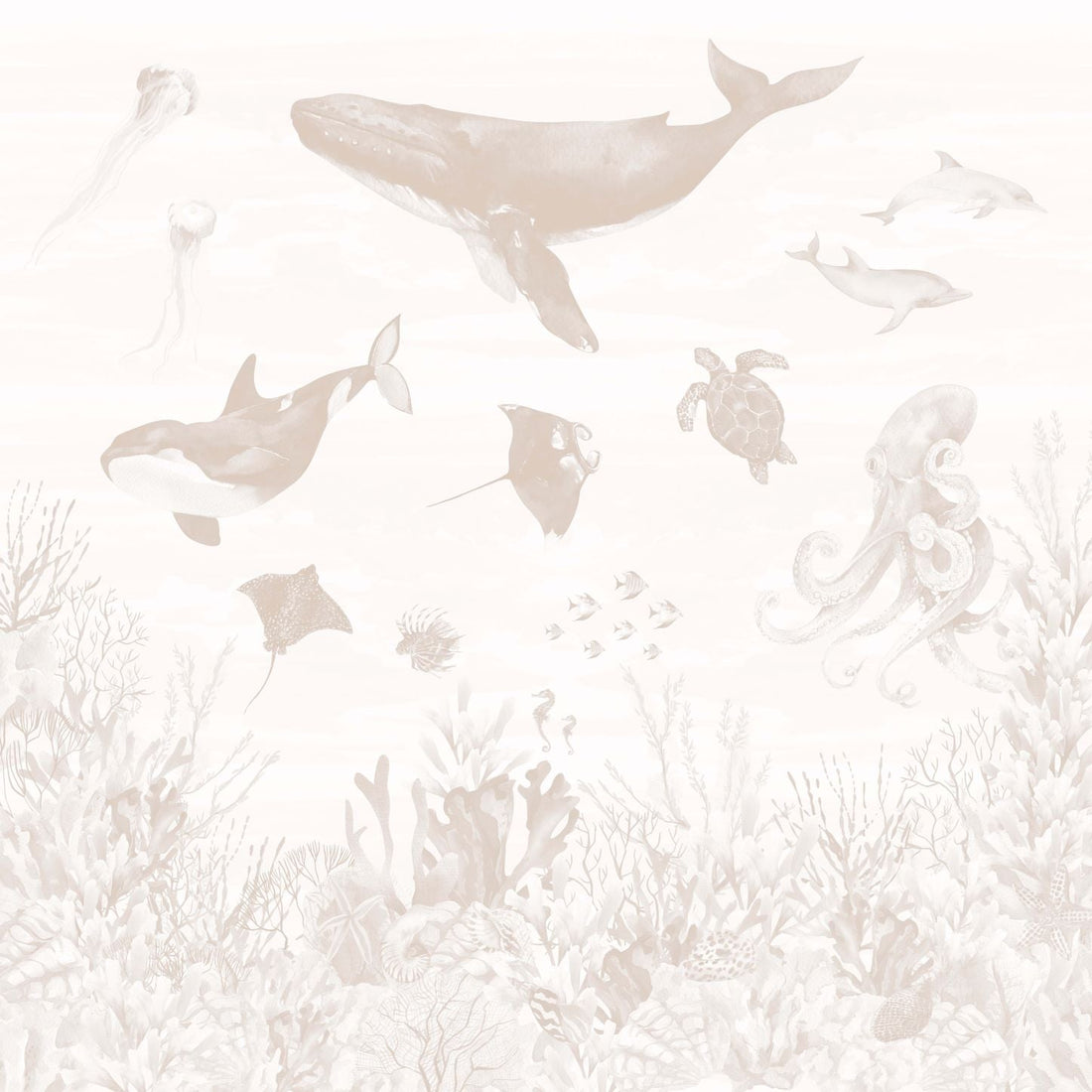 Neutral Ocean Magic Wallpaper | Sample - Munks and Me Wallpaper