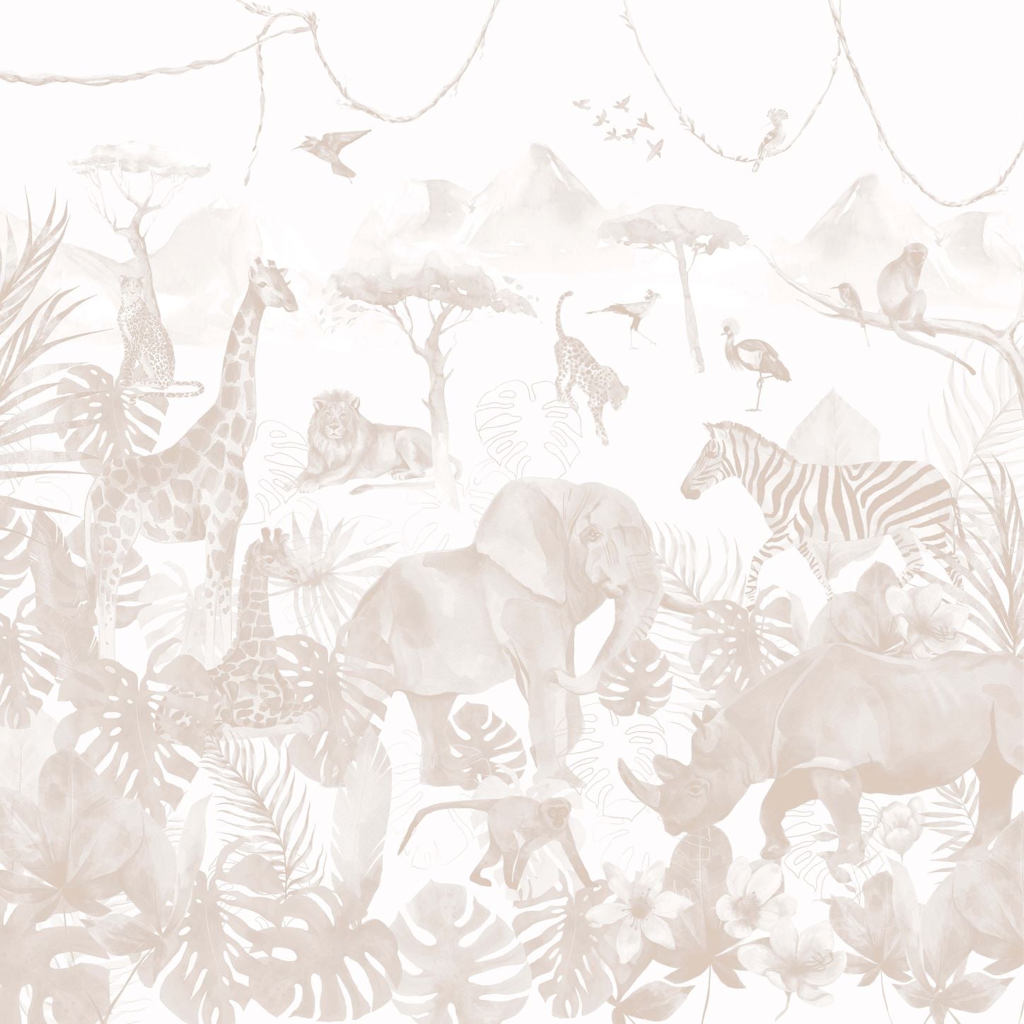 Neutral Paradise Jungle Wallpaper | Sample - Munks and Me Wallpaper