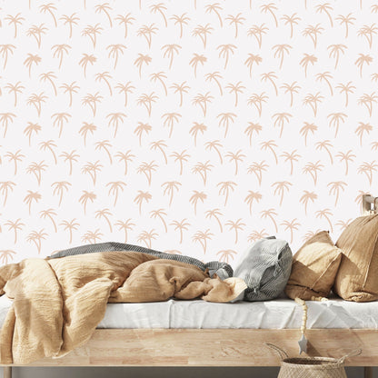 Noa Tropical Palm Wallpaper Repeat Pattern | Pink - Munks and Me Wallpaper