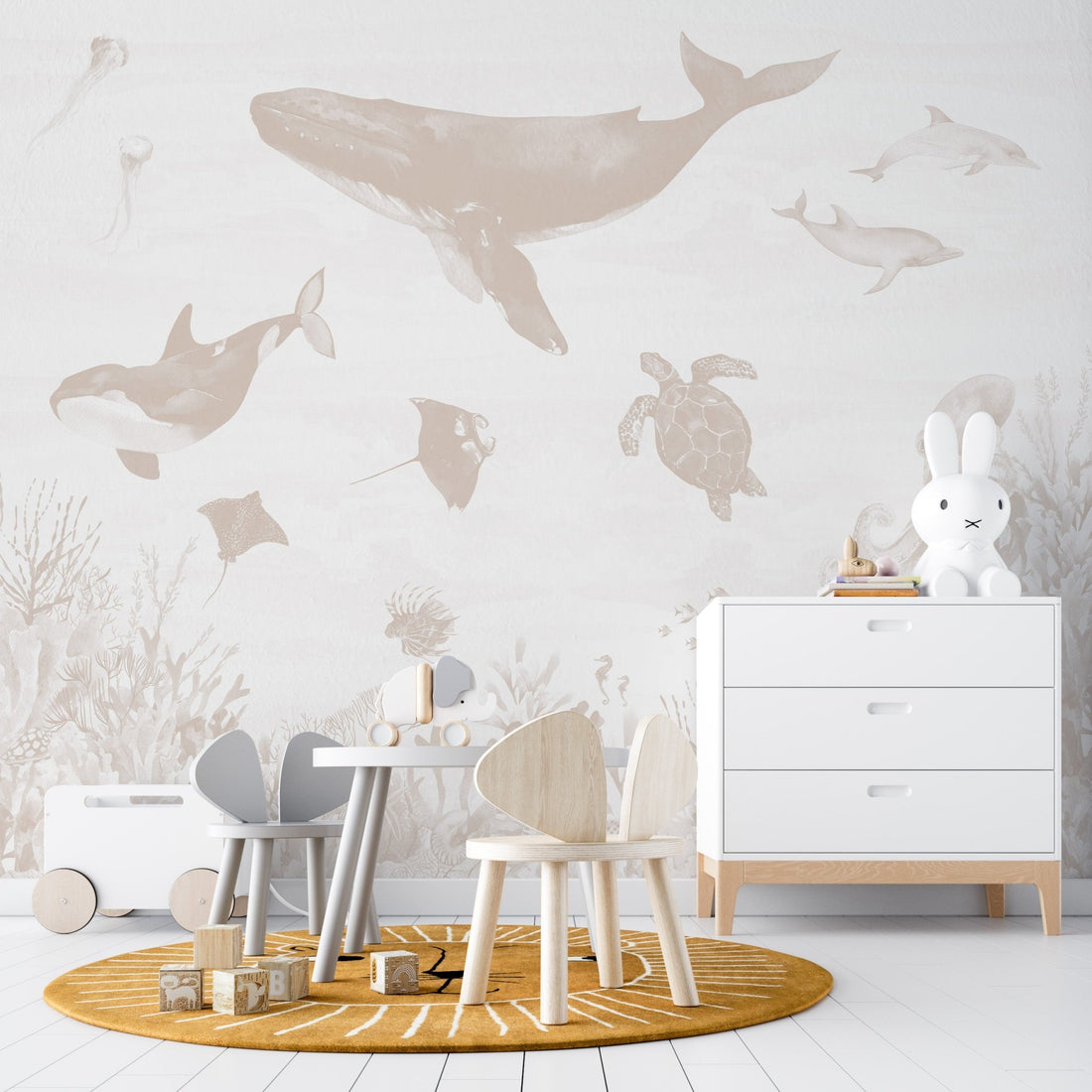 Ocean Magic Wallpaper Mural | Neutral - Munks and Me Wallpaper