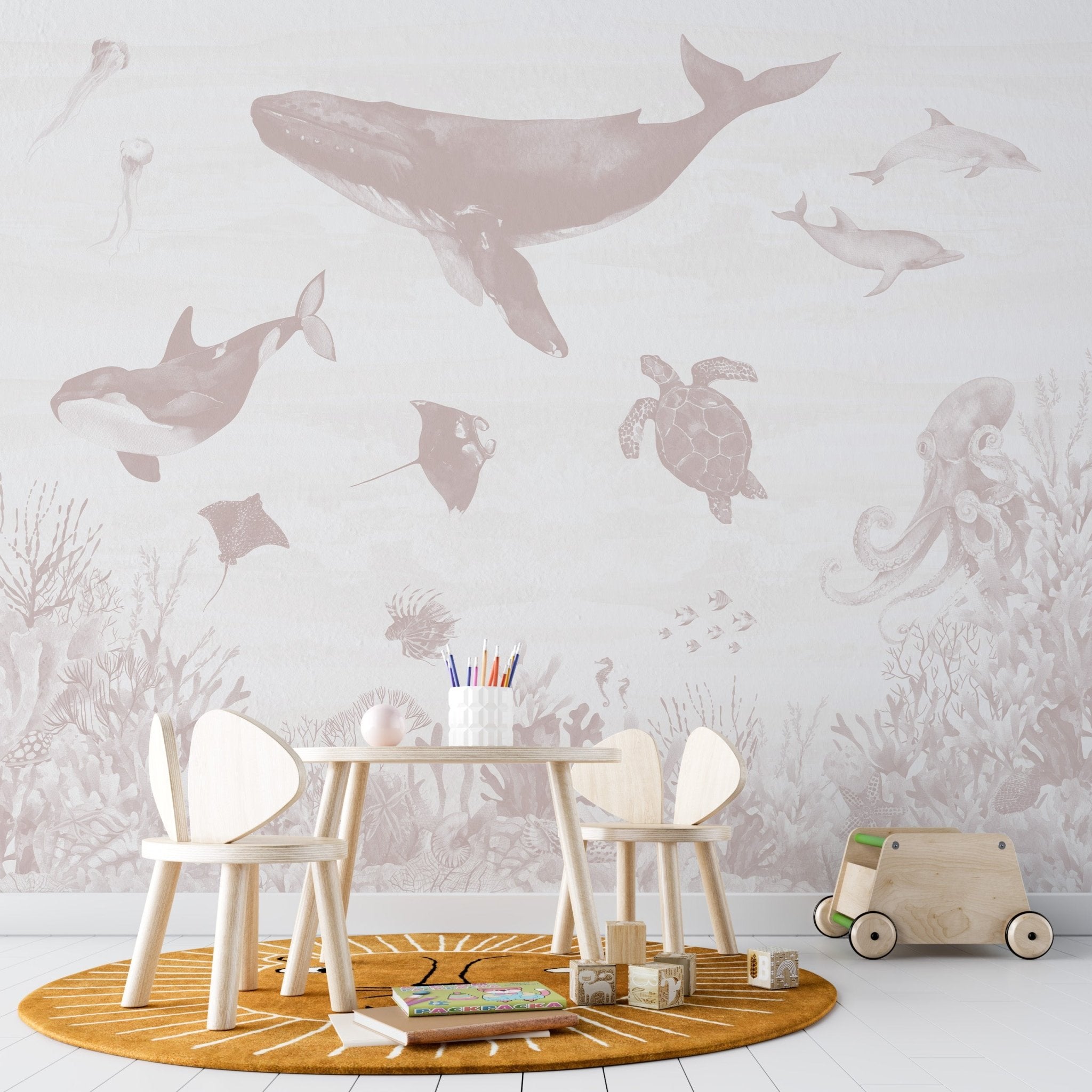 Ocean Magic Wallpaper Mural | Rose - Munks and Me Wallpaper