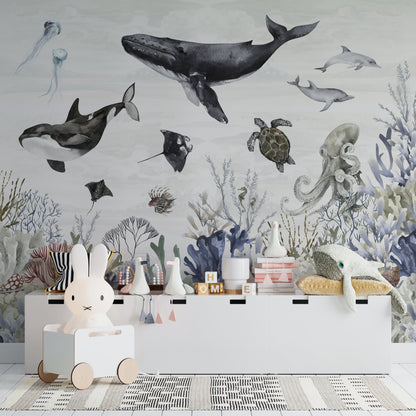 Ocean Magic Wallpaper Mural | Watercolour - Munks and Me Wallpaper