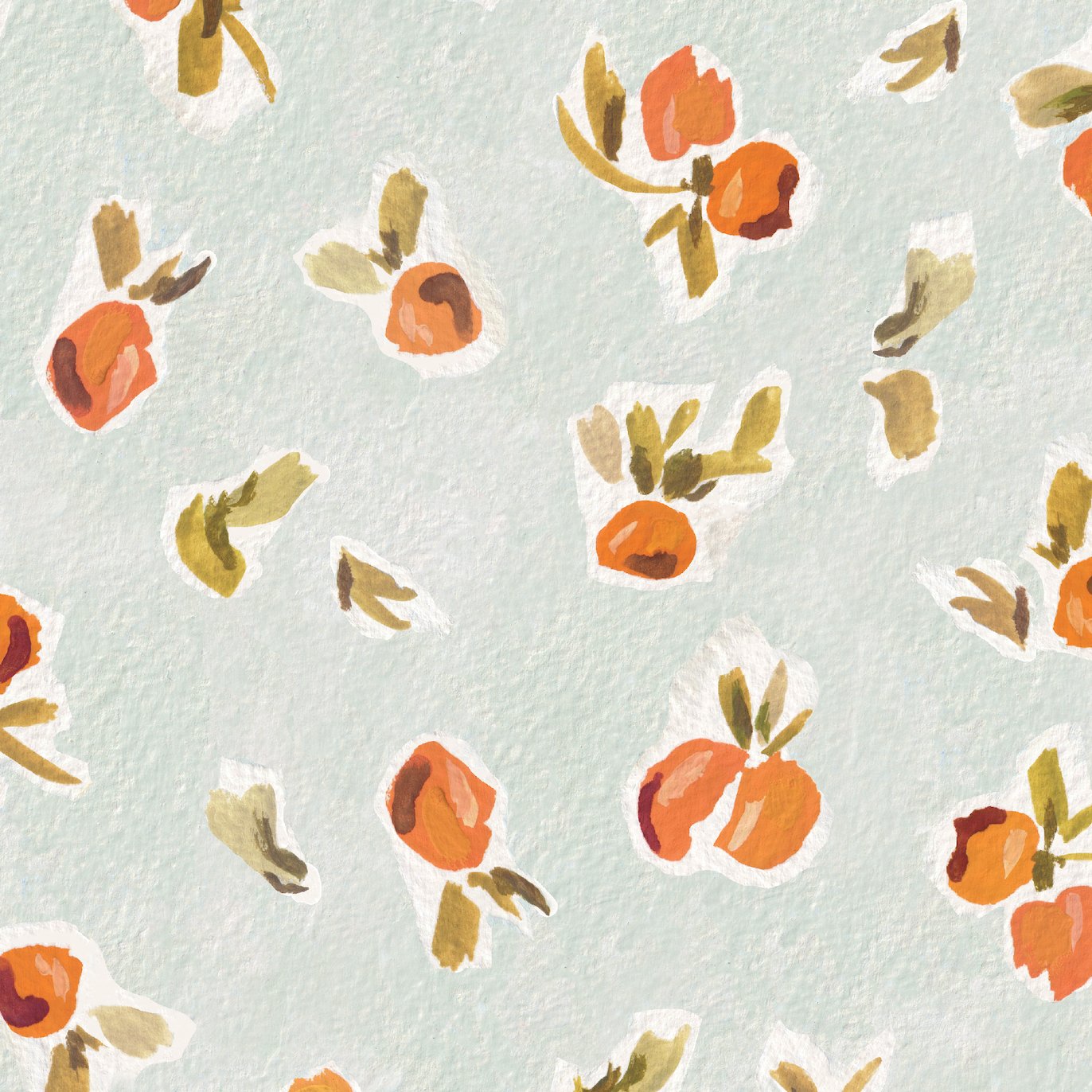 Ollies Oranges Blue | Sample - Munks and Me Wallpaper