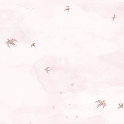 Opals Sky Birds Wallpaper Mural Rose | Sample - Munks and Me Wallpaper