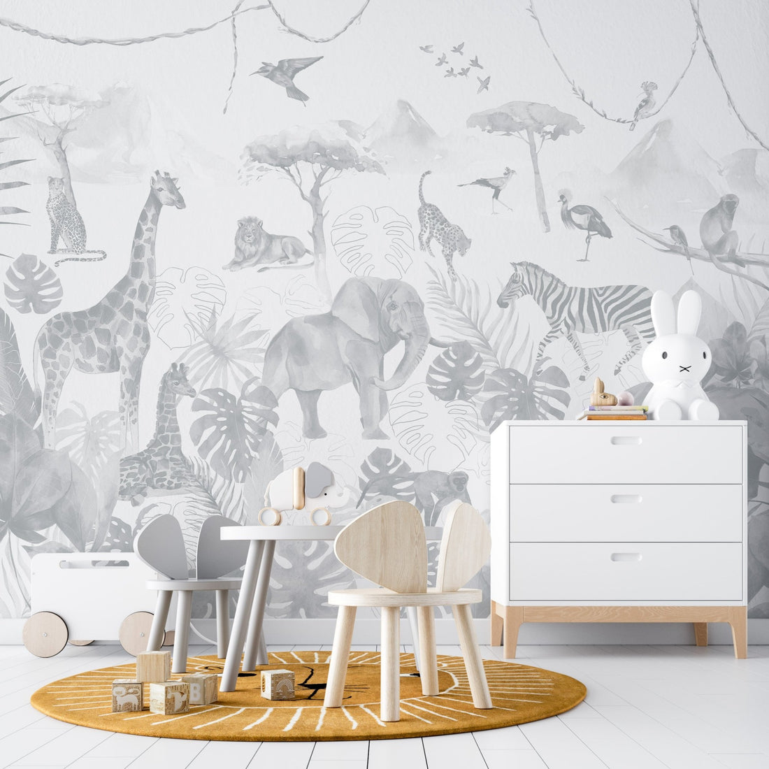 Paradise Jungle Wallpaper Mural | Blue - Munks and Me Wallpaper