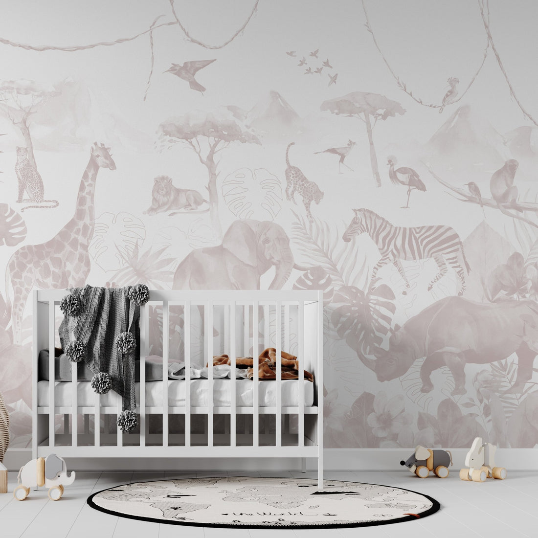 Paradise Jungle Wallpaper Mural | Rose - Munks and Me Wallpaper