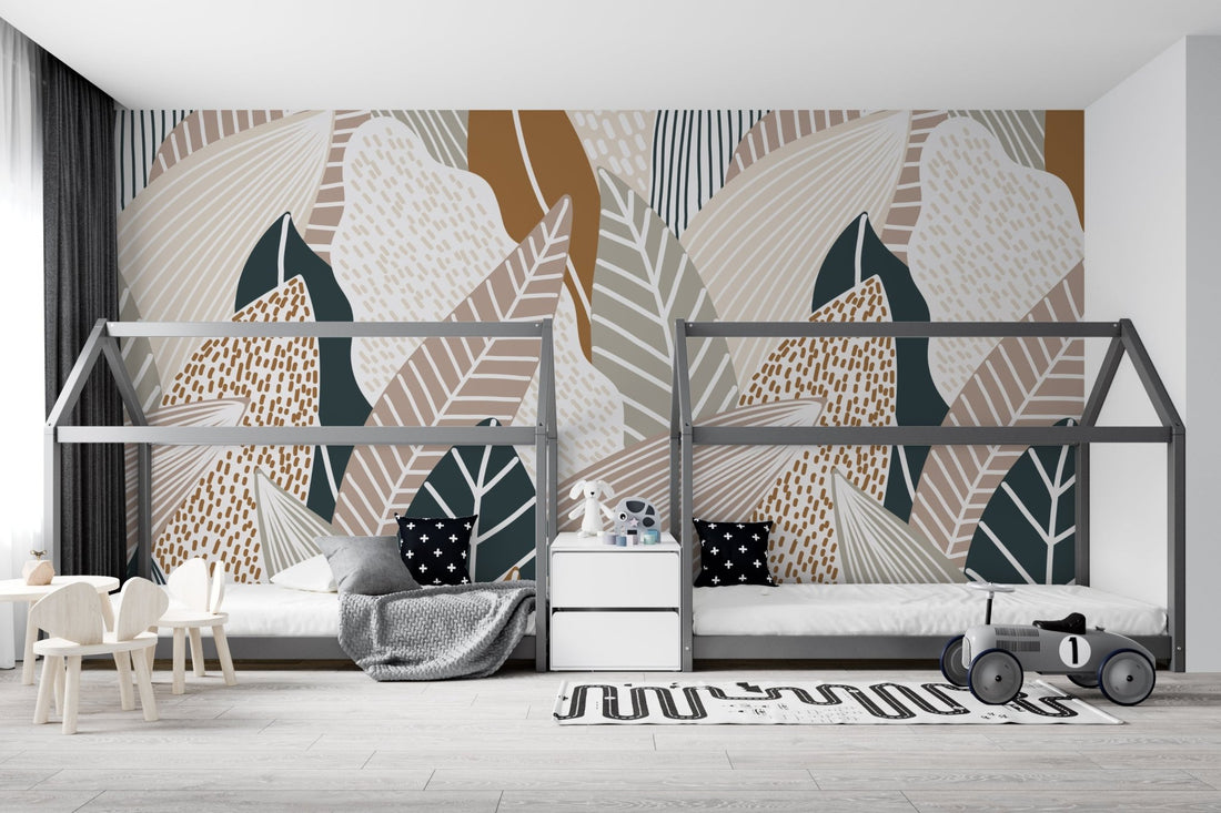 Paxton Abstract Leaves Wallpaper Mural - Munks and Me Wallpaper