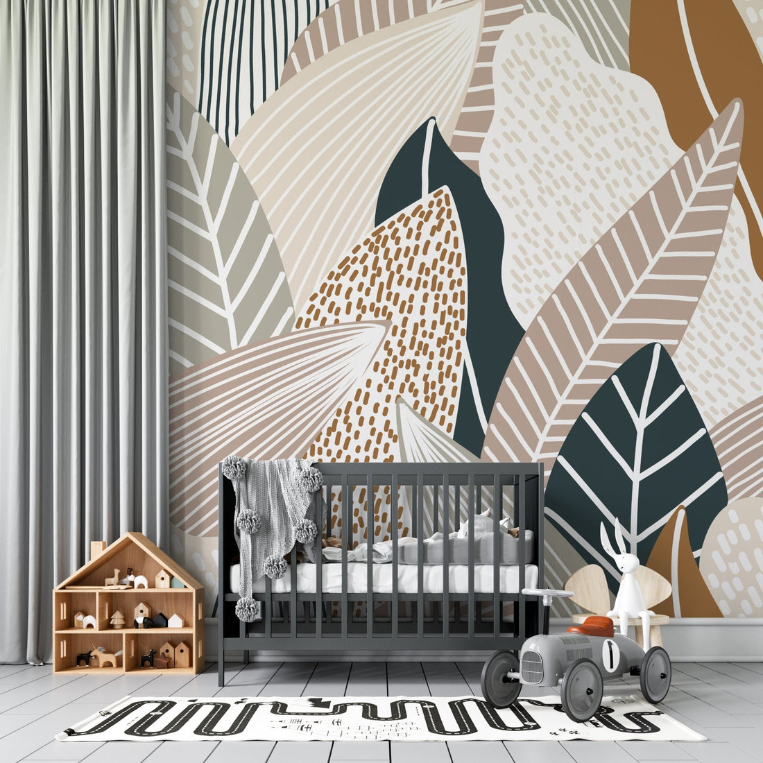 Paxton Abstract Leaves Wallpaper Mural - Munks and Me Wallpaper