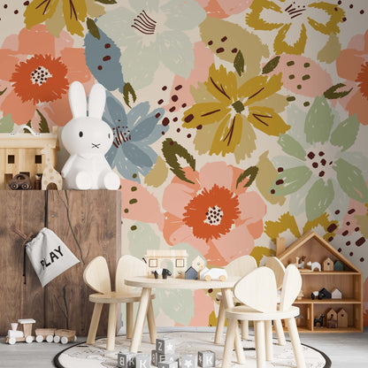 Penelope Floral Wallpaper Repeat Pattern - Munks and Me Wallpaper