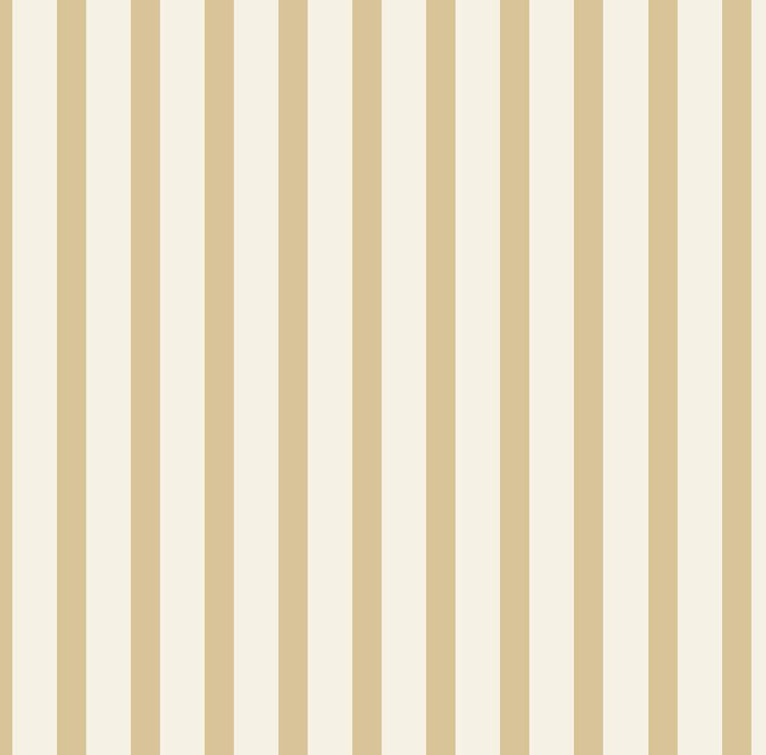 Pico Stripe Wallpaper Yellow features a seamless nursery wallpaper design with alternating vertical beige and off-white stripes, evenly spaced for a simple and classic striped look.