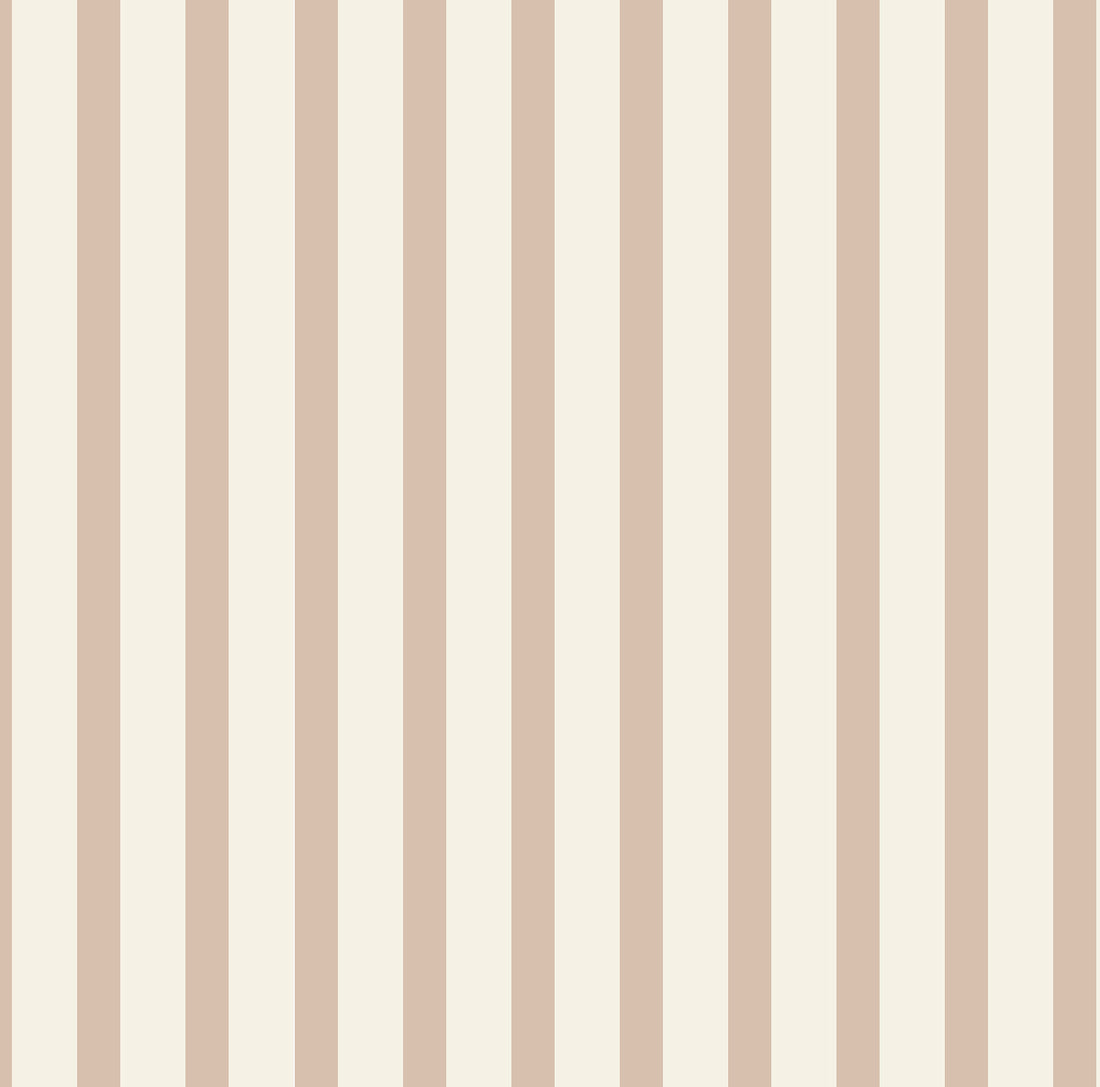 The Pico Stripe Wallpaper Rose features alternating vertical beige and cream stripes for a simple, classic look—perfect for a nursery.