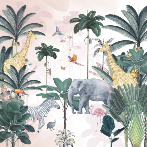 Pink Jungle Wallpaper | Sample - Munks and Me Wallpaper