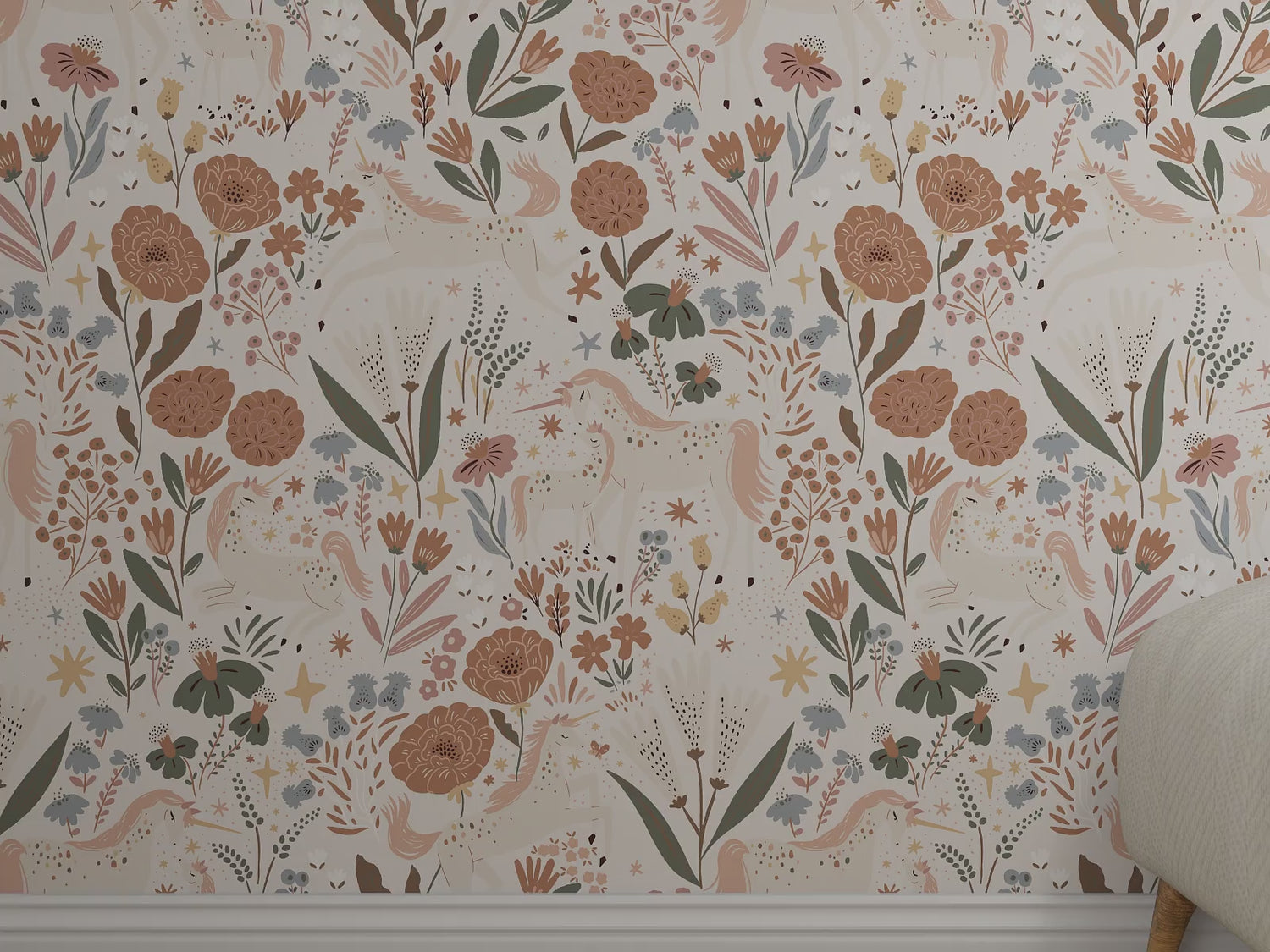 Unicorn Meadow Repeat Pattern Cream for kids rooms video