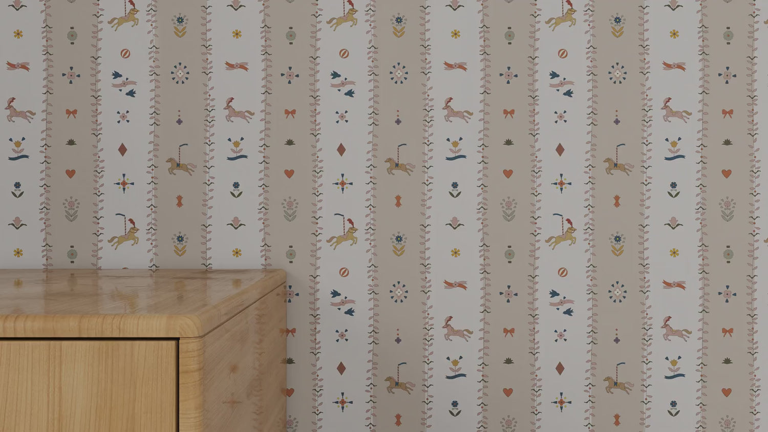 The Little Carousel Stripe Wallpaper, Rose