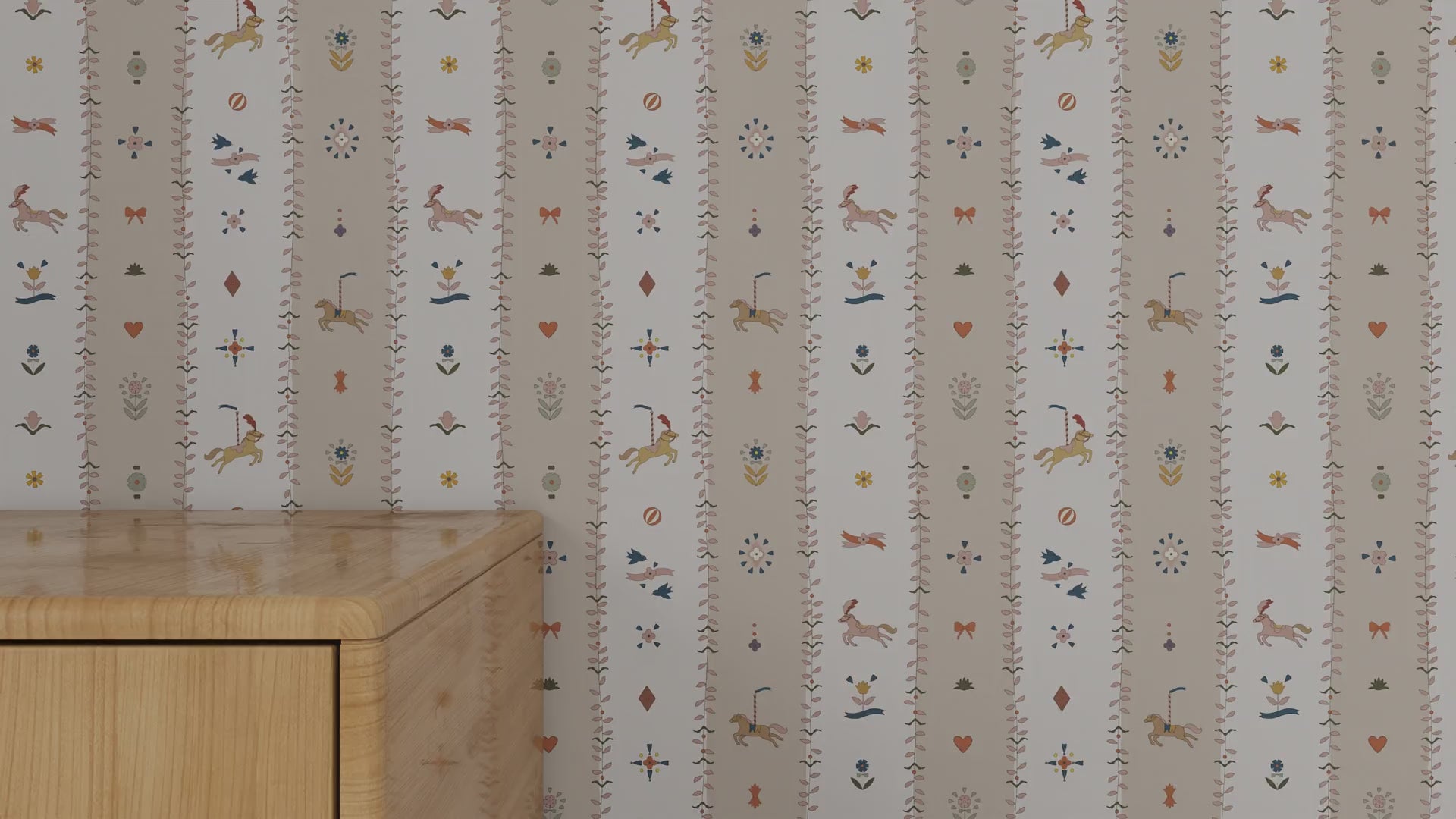 The Little Carousel Stripe Wallpaper, Rose