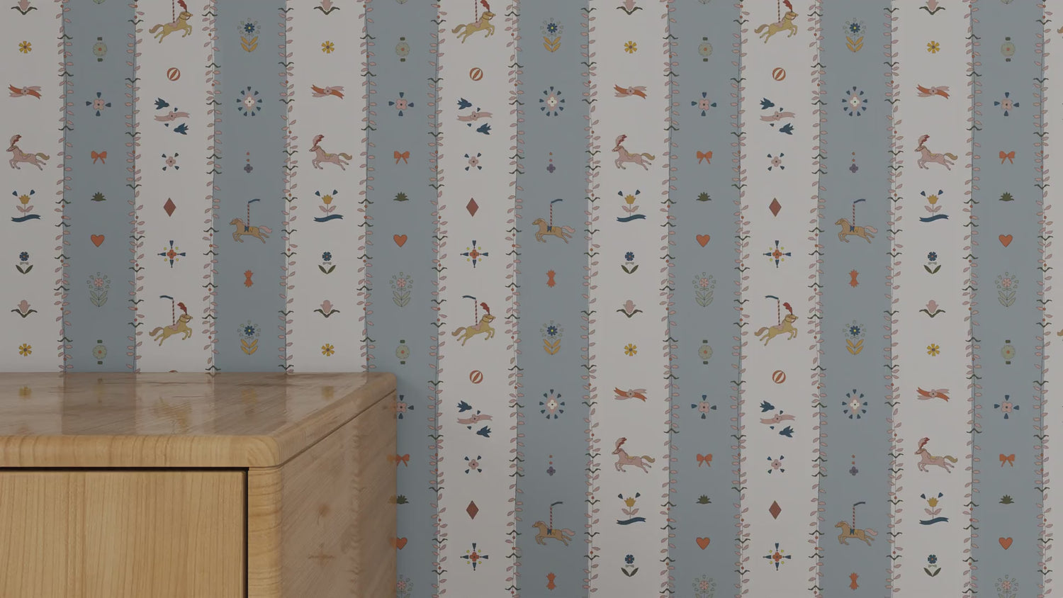 The Little Carousel Stripe Wallpaper, Blue