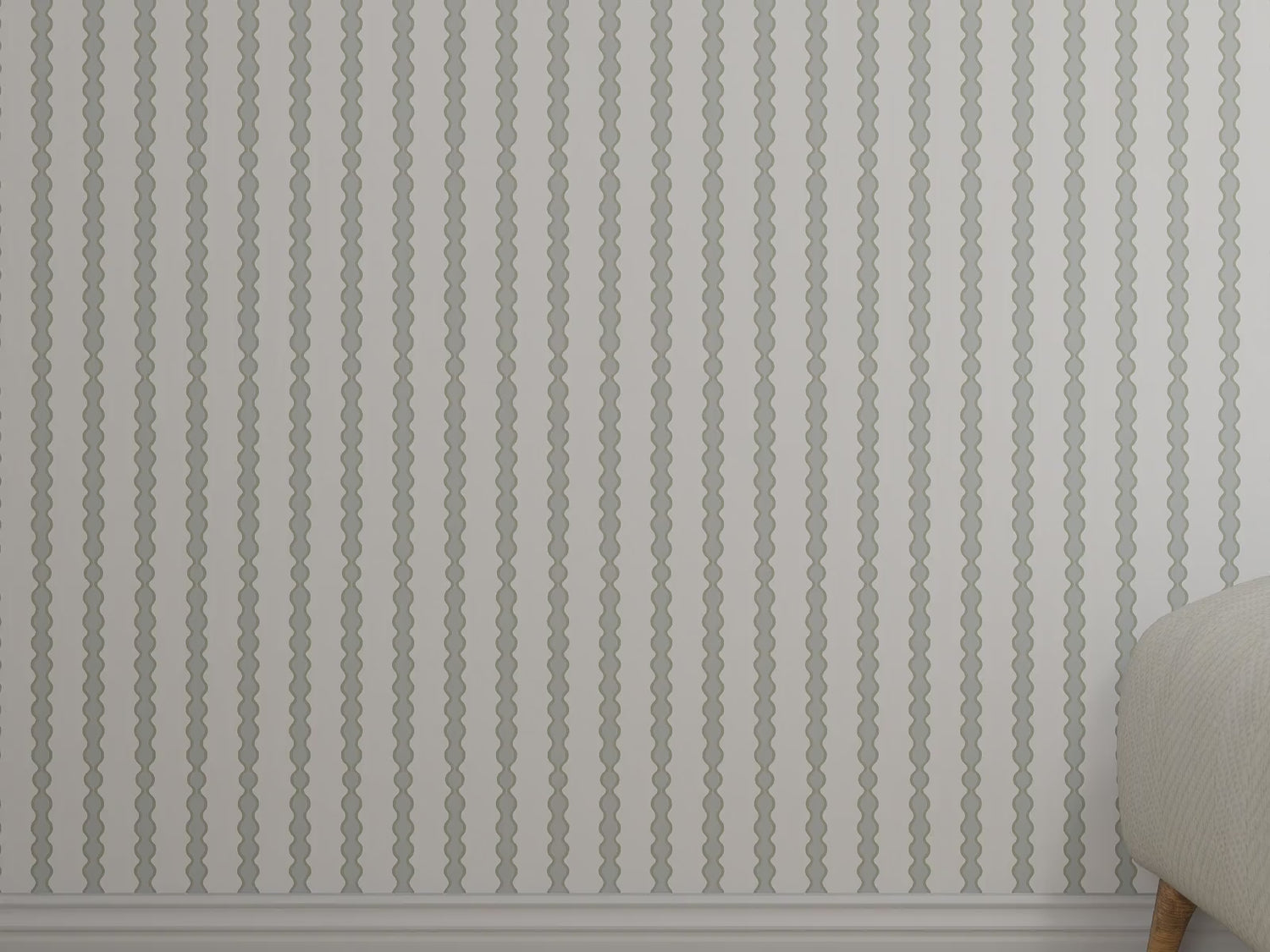 Abacus stripe green and blue wallpaper for nursery and kids spaces