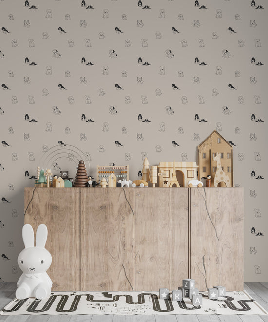 Puppy Dog Wallpaper Repeat Pattern | Sample - Munks and Me Wallpaper