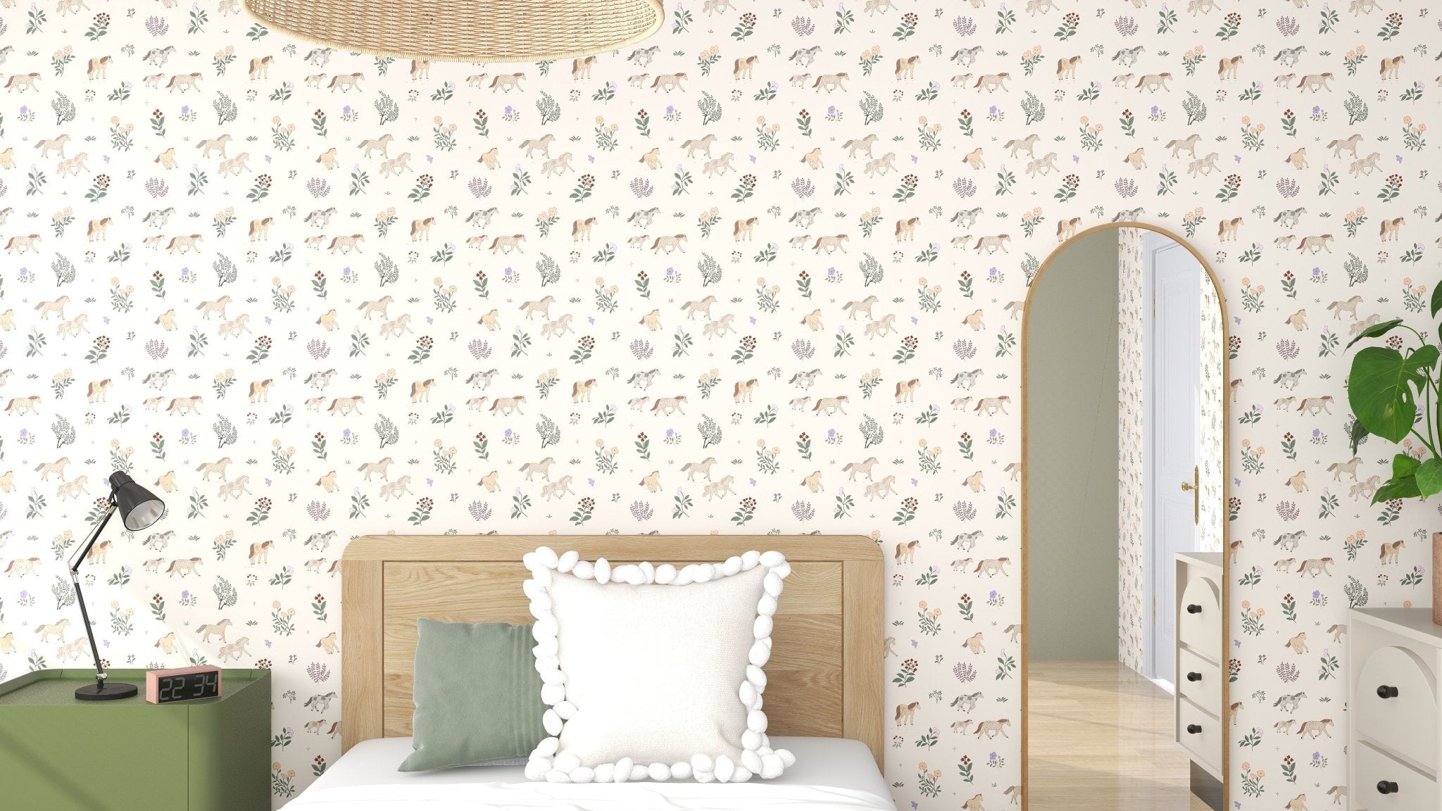 Quincy Horses Wallpaper Repeat Pattern - Munks and Me Wallpaper