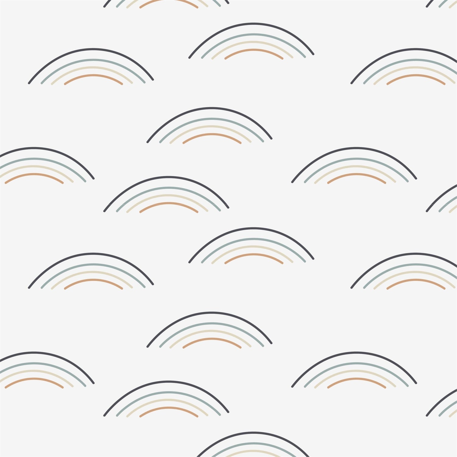 Rainbow Wave Wallpaper Repeat Pattern | Navy - Munks and Me Wallpaper