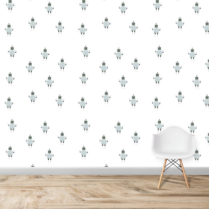 Robot Wallpaper Repeat Pattern - Munks and Me Wallpaper