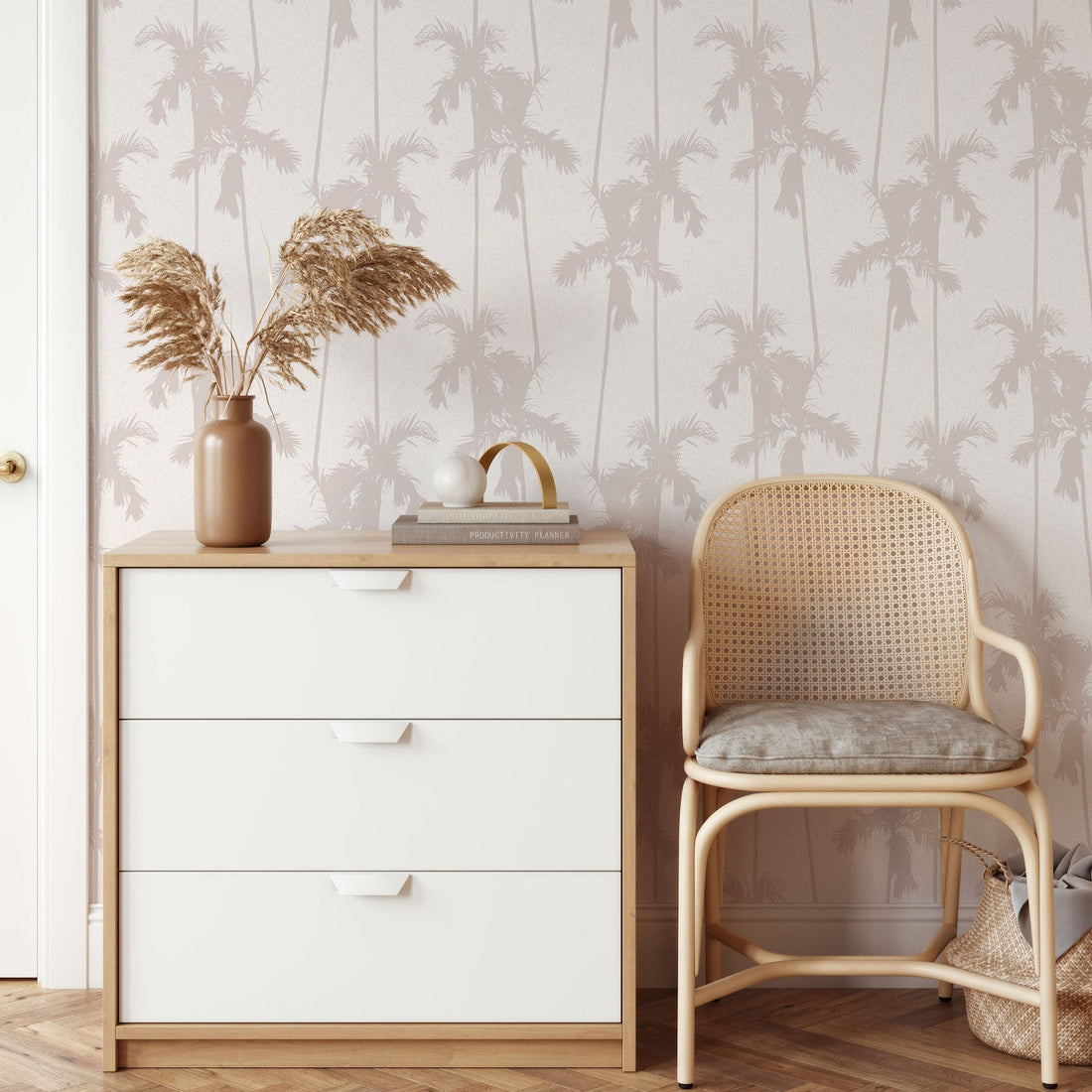 Rose Clay Palm Print Wallpaper | Sample - Munks and Me Wallpaper