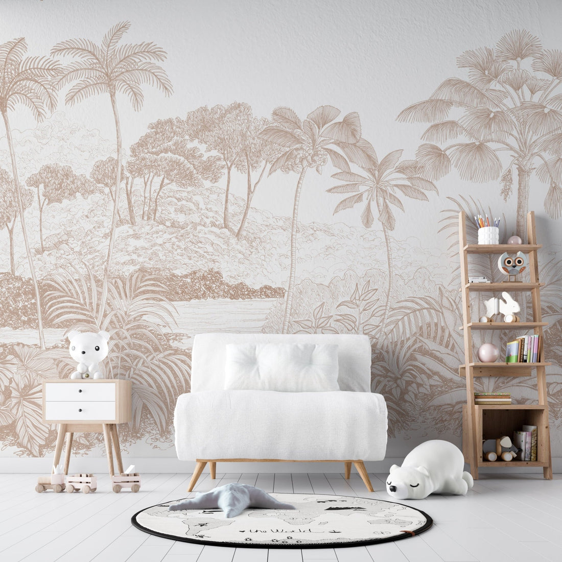 Rose Jungle Palm Wallpaper | Sample - Munks and Me Wallpaper