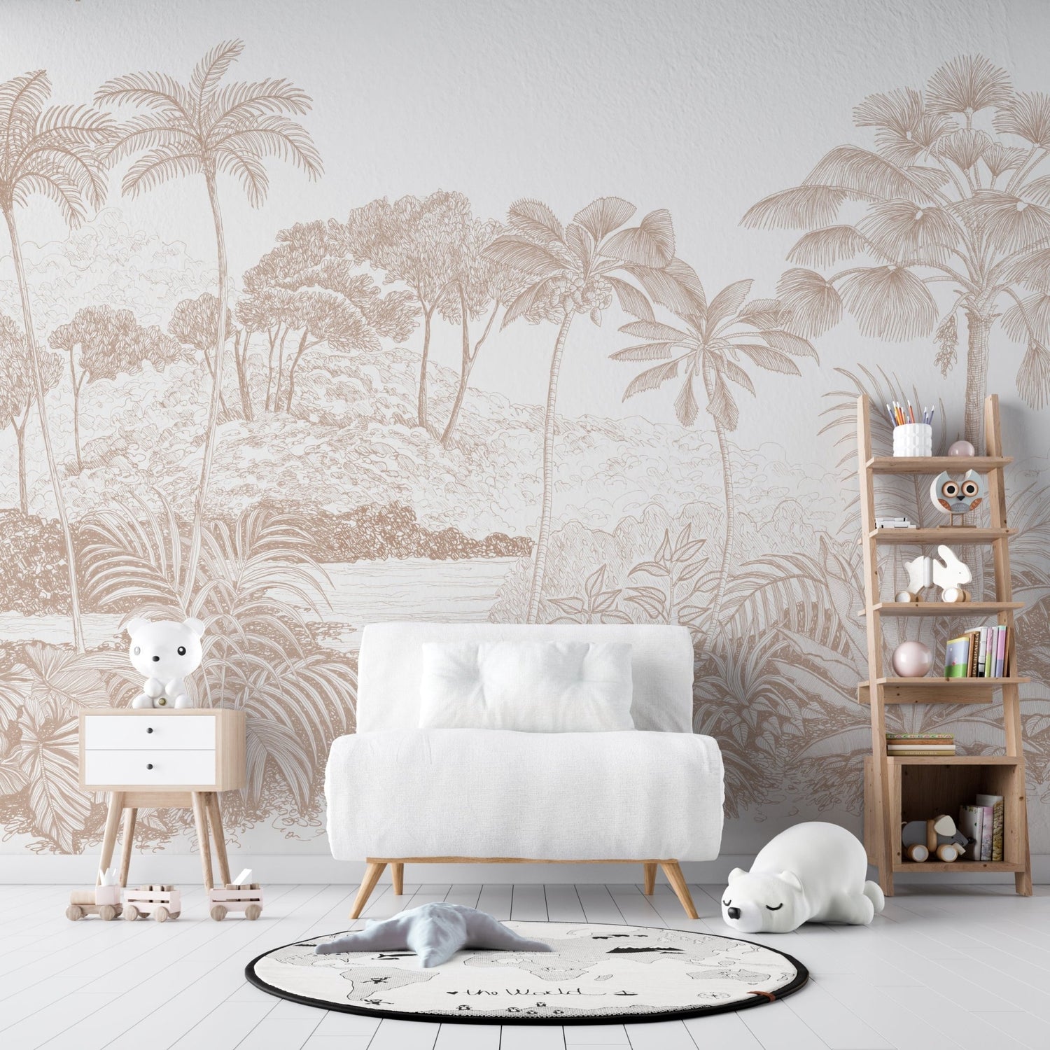 Rose Jungle Palm Wallpaper | Sample - Munks and Me Wallpaper