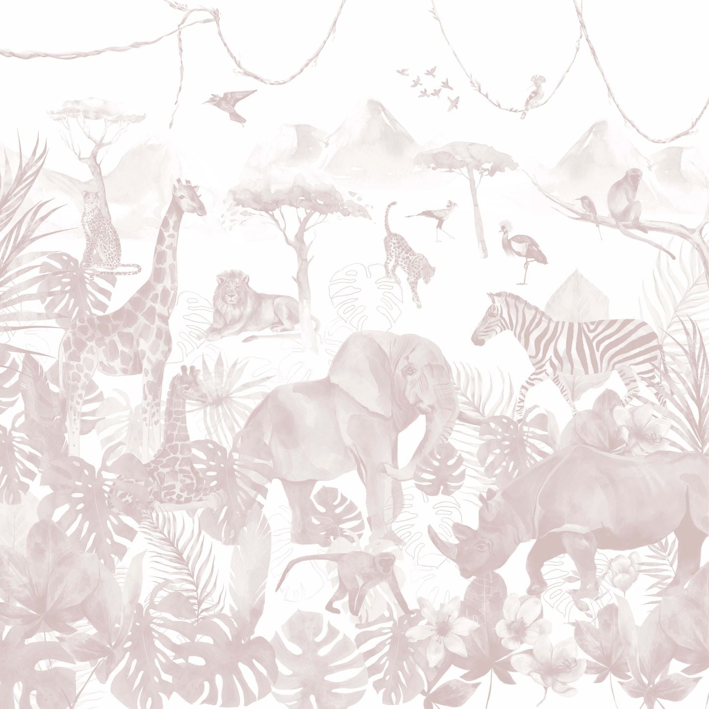 Rose Paradise Jungle Wallpaper | Sample - Munks and Me Wallpaper