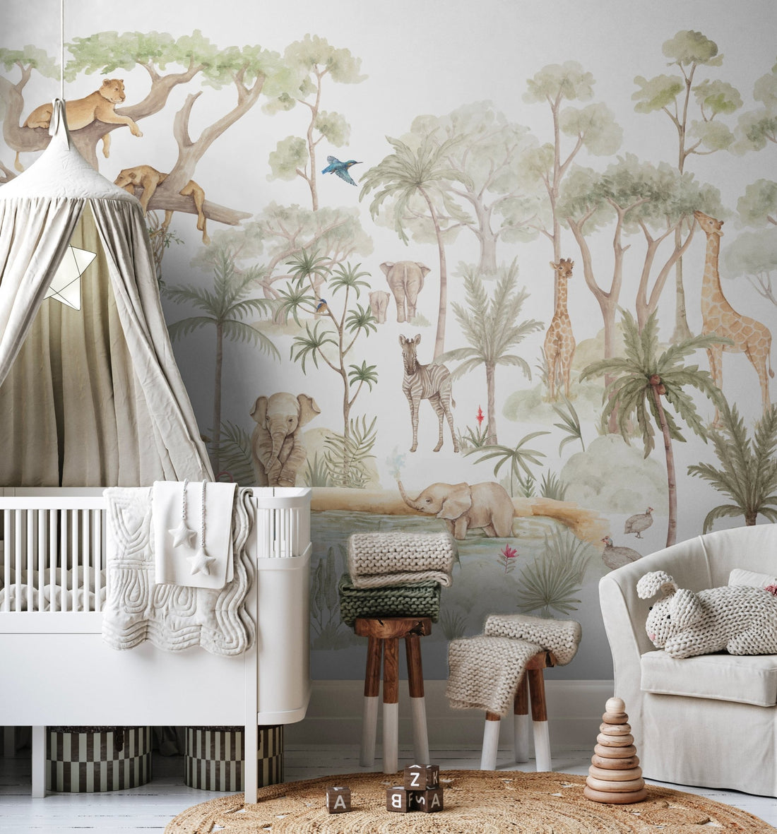 Safari Savannah Adventure - Munks and Me - Nursery Wallpaper