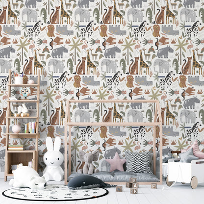 Safari Tetris Wallpaper Repeat Pattern - Munks and Me Wallpaper