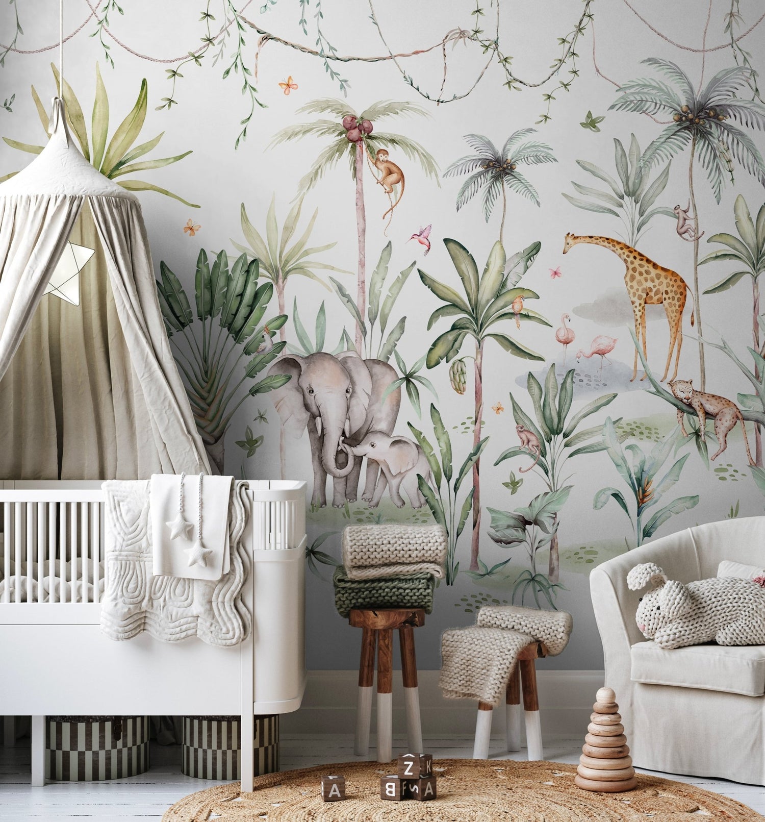 Safari Wonderland Wallpaper Mural | Sample - Munks and Me Wallpaper