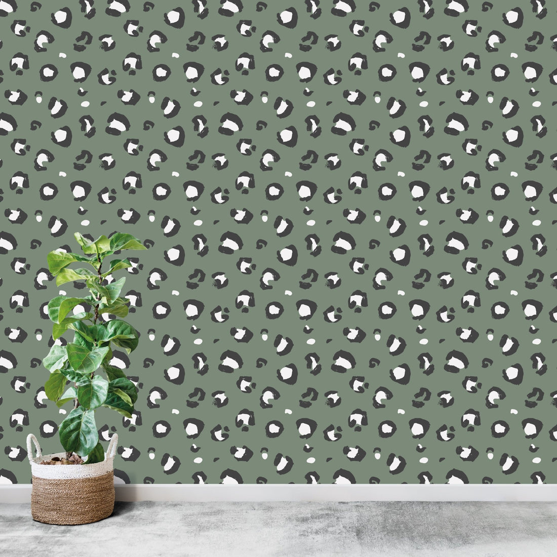 Sage Leopard Print Wallpaper | Sample - Munks and Me Wallpaper