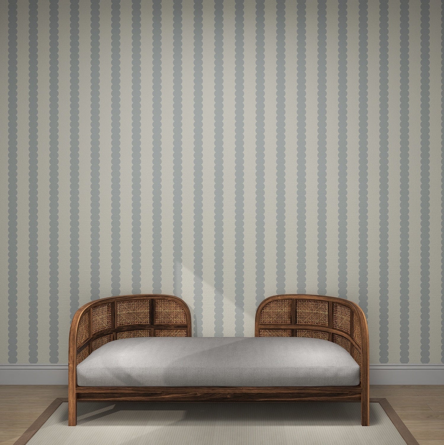 Scallop Stripe Wallpaper Blue - Munks and Me Wallpaper