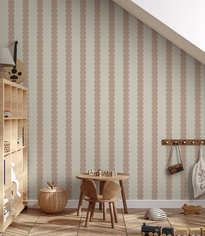 Scallop Stripe Wallpaper Pink - Munks and Me Wallpaper