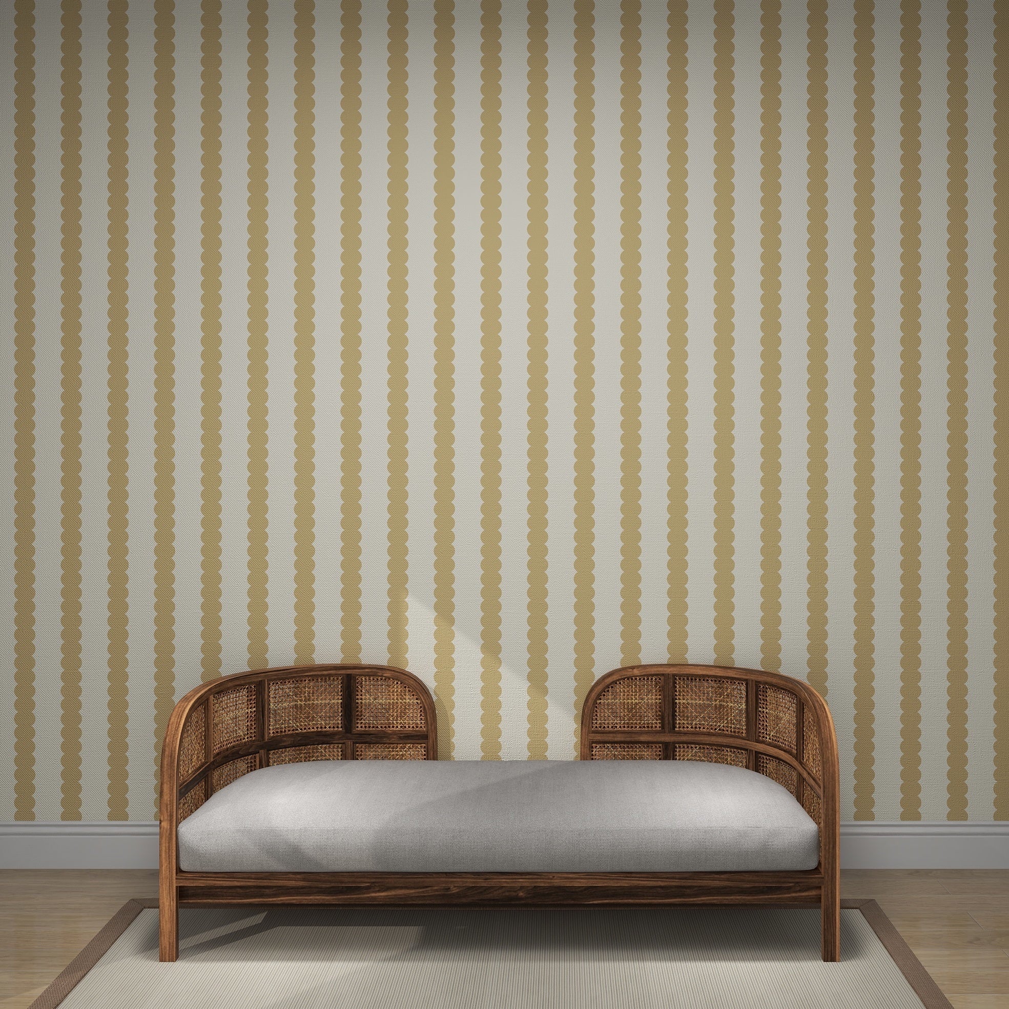 Scallop Stripe Wallpaper Yellow | Sample - Munks and Me Wallpaper