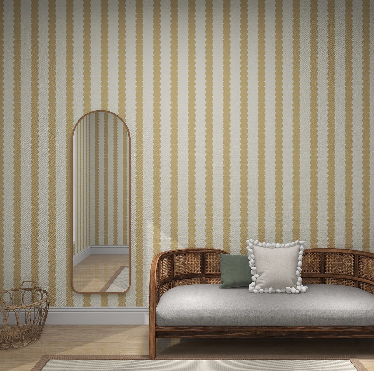 Scallop Stripe Wallpaper Yellow - Munks and Me Wallpaper