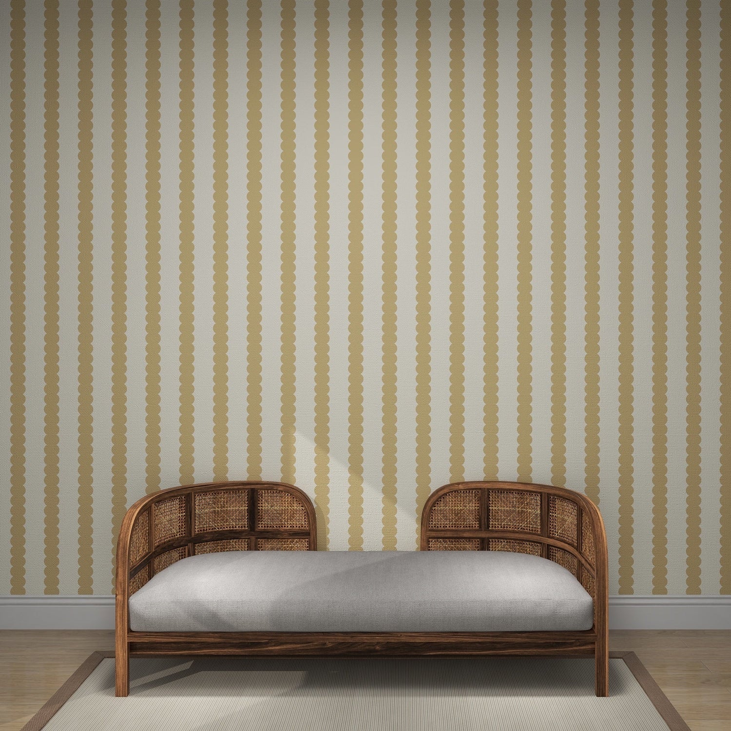 Scallop Stripe Wallpaper Yellow - Munks and Me Wallpaper