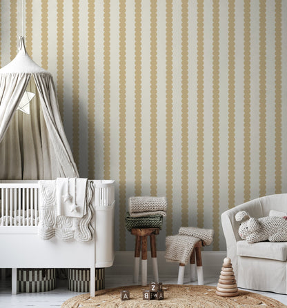 Scallop Stripe Wallpaper Yellow - Munks and Me Wallpaper