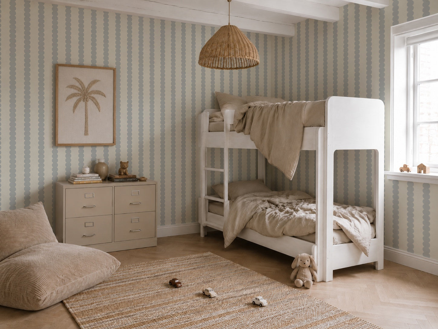 scallop_stripe_blue_wallpaper for interior spaces