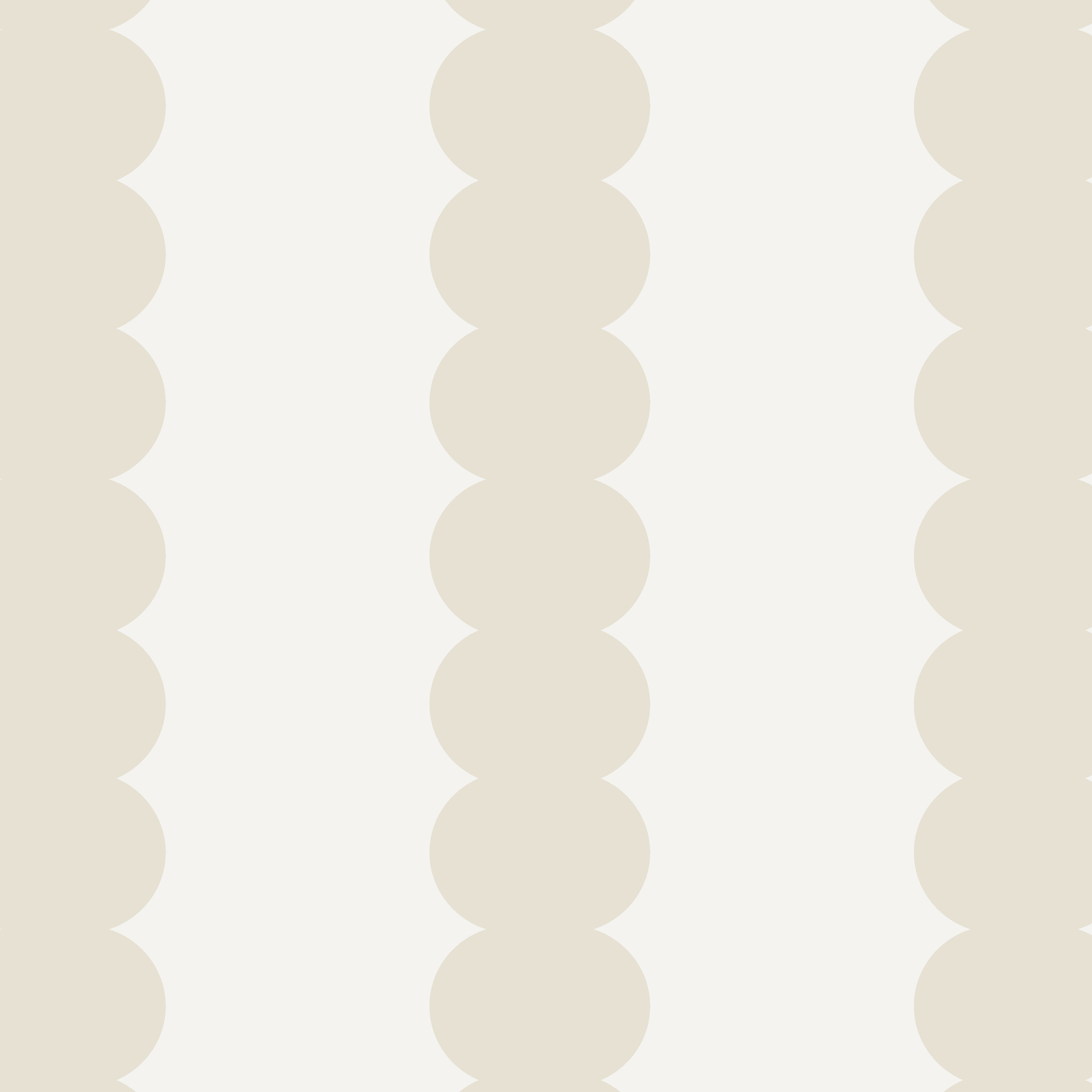 Scallop Stripe Wallpaper Cloud features vertical columns of overlapping beige circles on a white background, creating a soft, modern scalloped stripe effect—ideal for nursery wallpaper.
