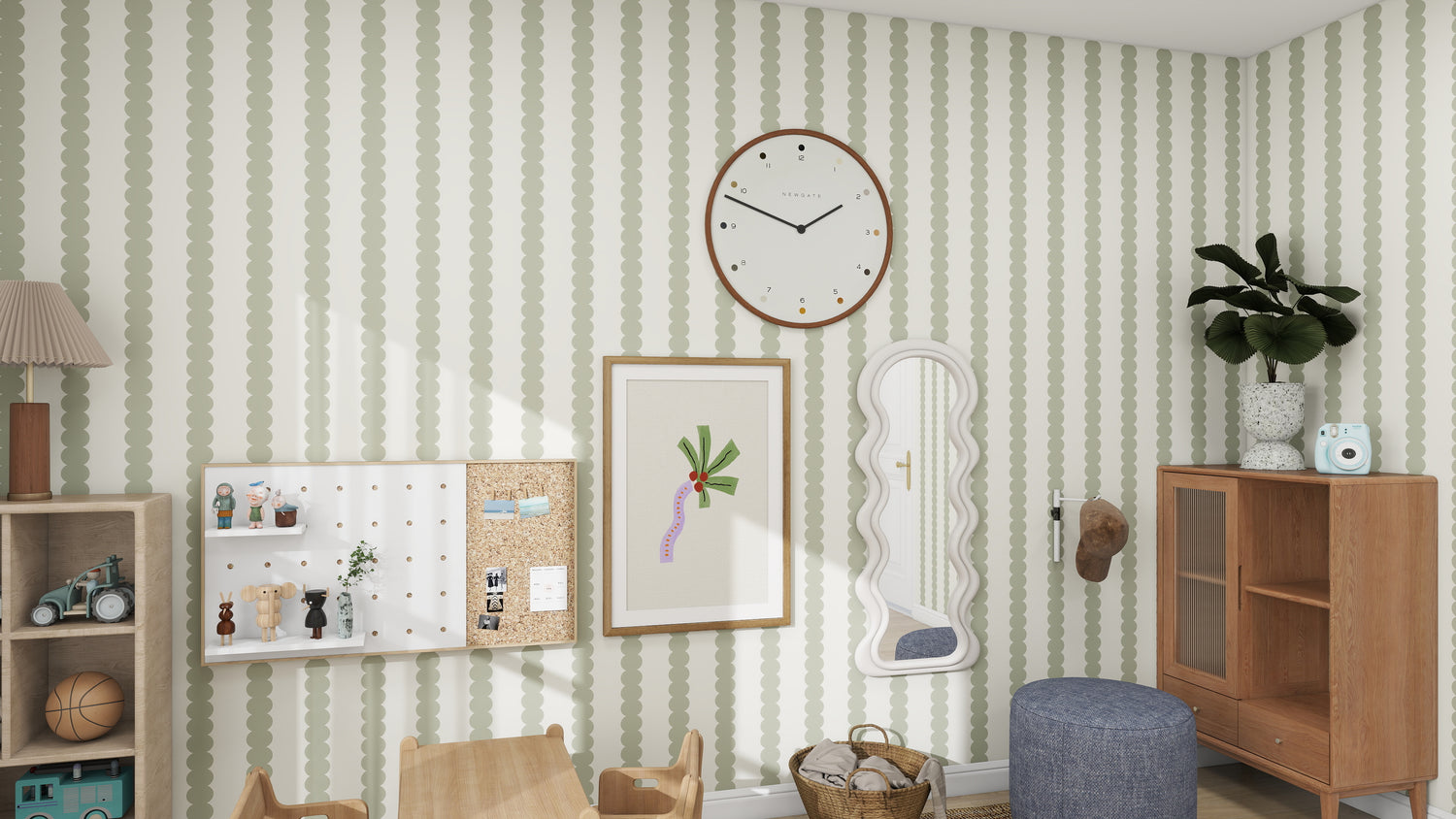 Scallop Stripe Wallpaper Green