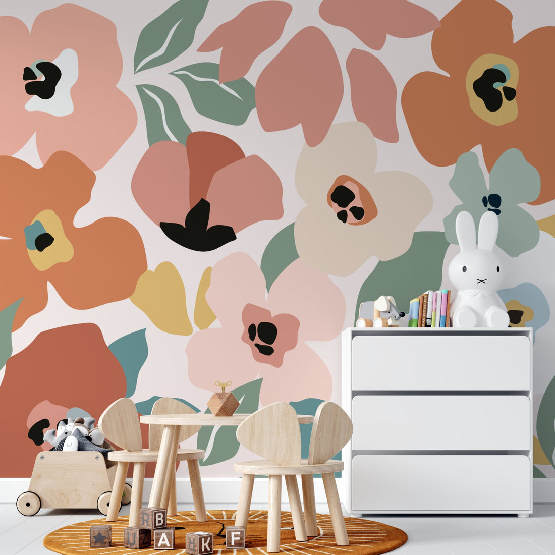 Sienna Floral Wallpaper Mural Bright | Sample - Munks and Me Wallpaper