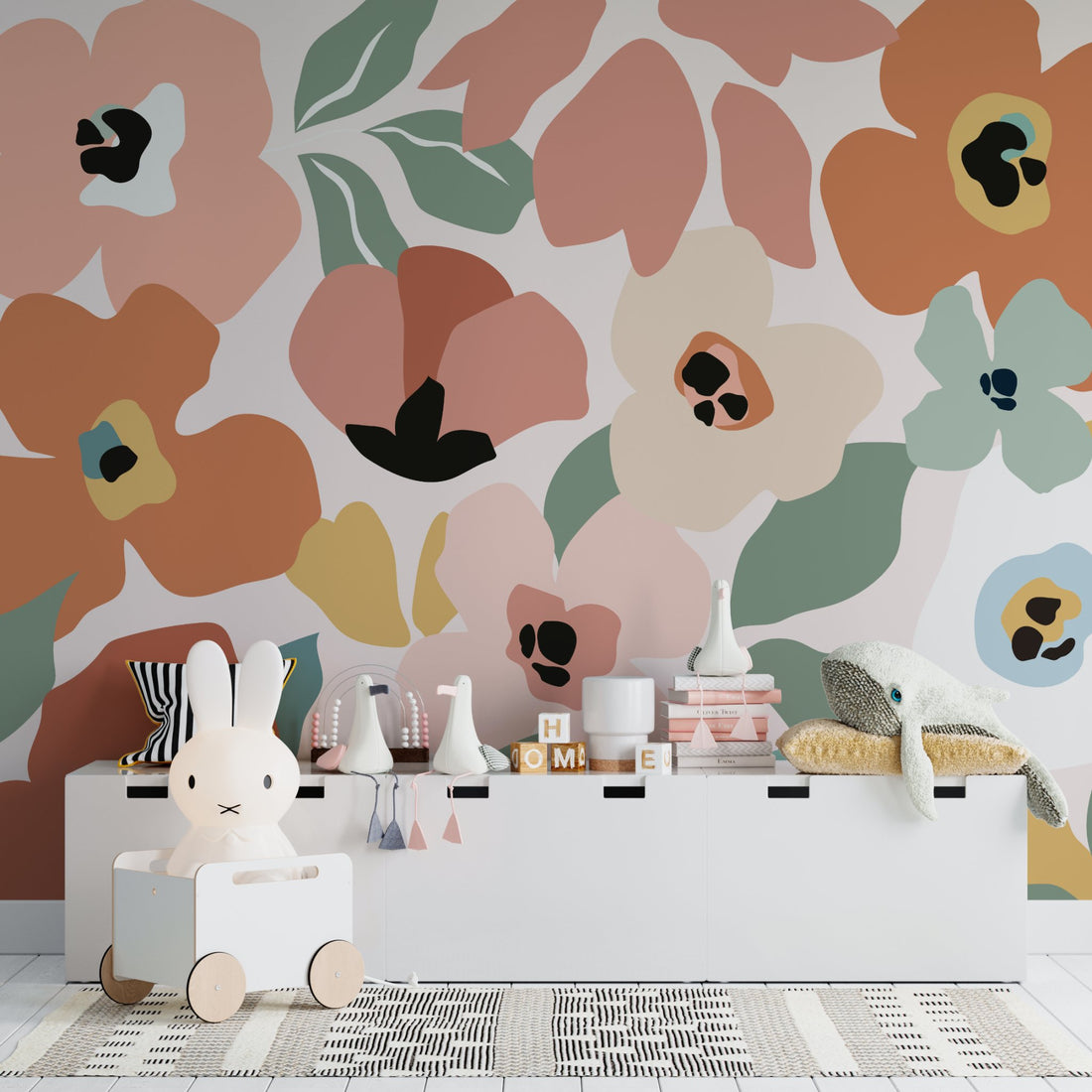 Sienna Floral Wallpaper Mural | Brights - Munks and Me Wallpaper