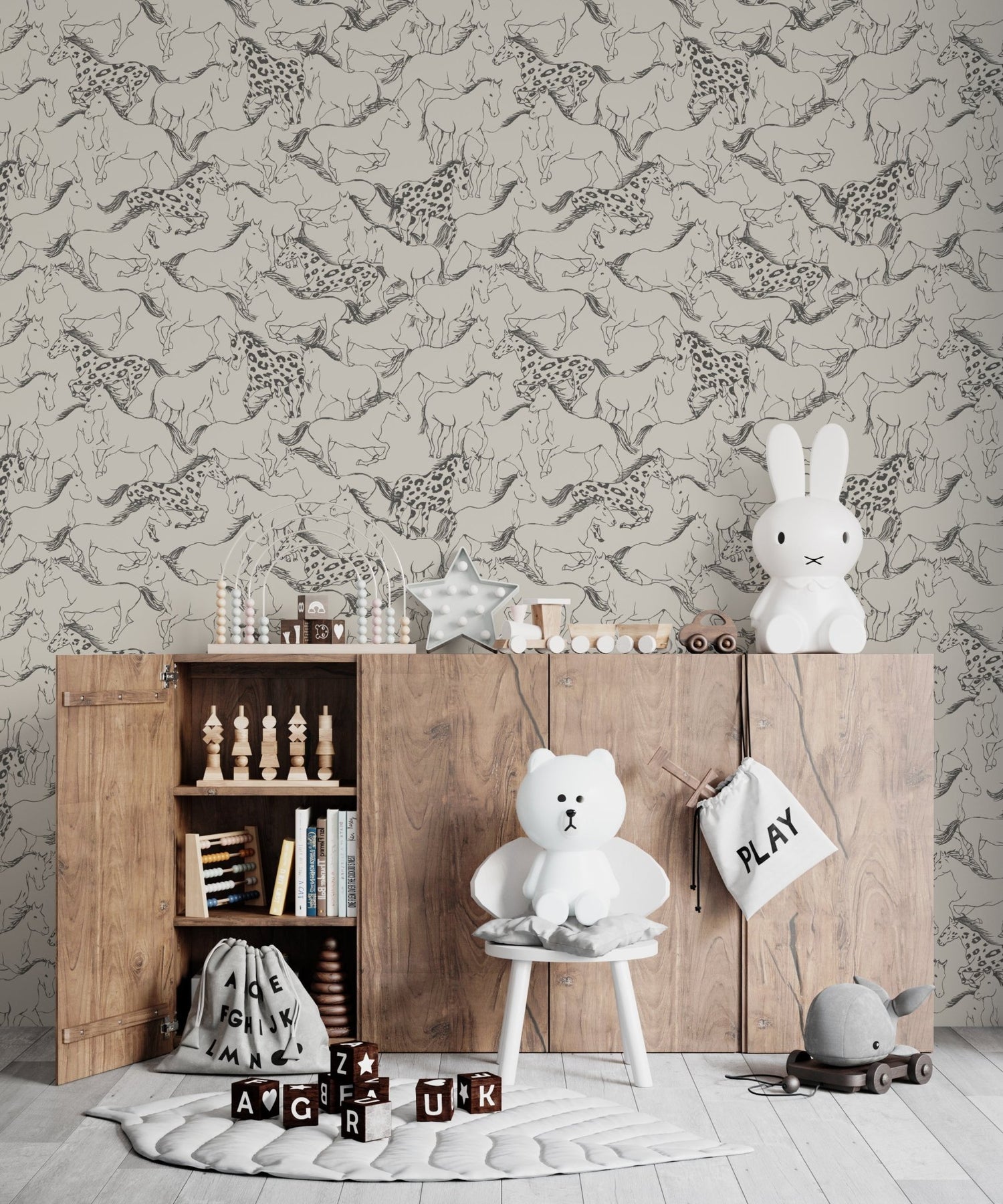 Sierra Horses Wallpaper Repeat Pattern - Munks and Me Wallpaper